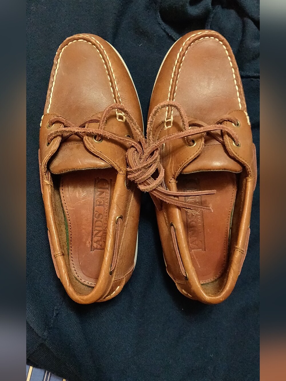 Lands' End Women's  Chestnut Leather Boat Shoes